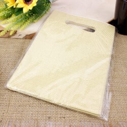 Desenli Hediyelik El Geçme Poşeti 12x20CM Krem 50'li Paket - 2