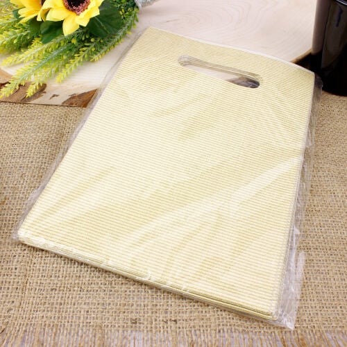 Desenli Hediyelik El Geçme Poşeti 12x20CM Krem 50'li Paket - 2