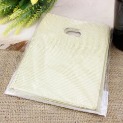 Desenli Hediyelik El Geçme Poşeti 17x25CM Krem 50'li Paket - 2