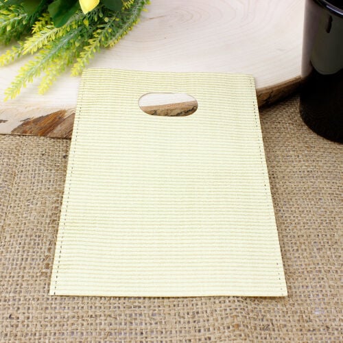 Desenli Hediyelik El Geçme Poşeti 17x25CM Krem 50'li Paket - 1