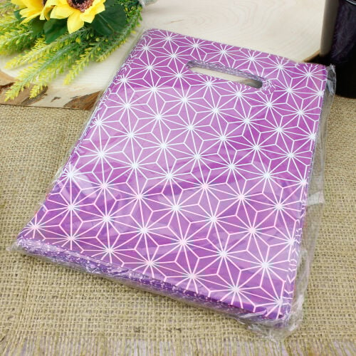 Desenli Hediyelik El Geçme Poşeti 17x25CM Mor 50'li Paket - 2