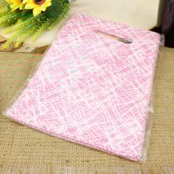 Desenli Hediyelik El Geçme Poşeti 17x25CM Pembe 50'li Paket - 2