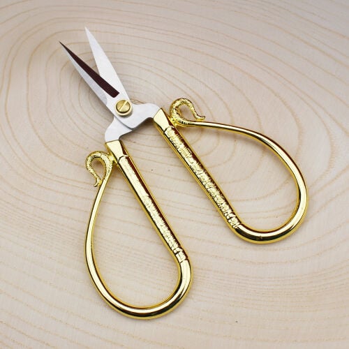 Desenli Vintage Makas Gold - 2