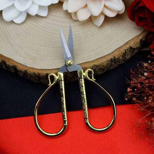 Desenli Vintage Makas Gold - 1
