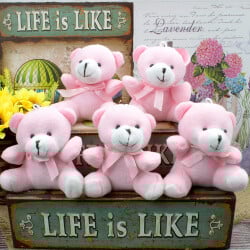 Dev Peluş Ayıcık Anahtarlık Pembe 12'li Paket - 1