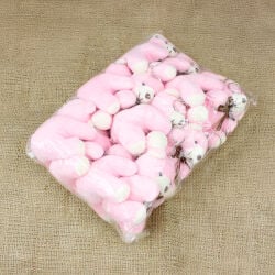 Büyük Boy Peluş Ayıcık Anahtarlık Pembe 12'li Paket - 2
