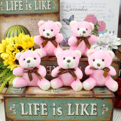 Büyük Boy Peluş Ayıcık Anahtarlık Pembe 12'li Paket - 1