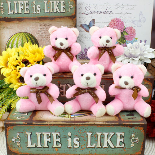Büyük Boy Peluş Ayıcık Anahtarlık Pembe 12'li Paket - 1