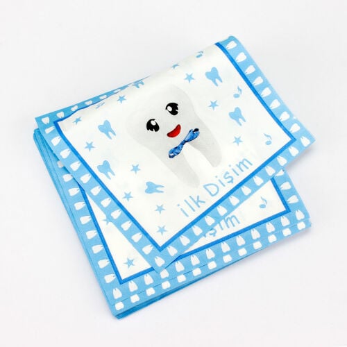 Diş Buğdayı İlk Dişim Peçete Mavi - 33 x 33 cm 20'Li Paket - Kare Dekor