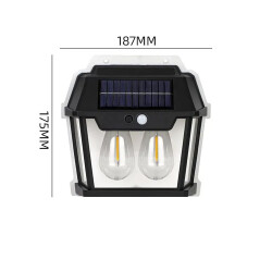 Dış Mekan Güneş Enerjili Işıklar,Su Geçirmez Yüksek Parlaklıklı Çift Led Ampul Hareket Sensörlü Duvar Lambası - 2