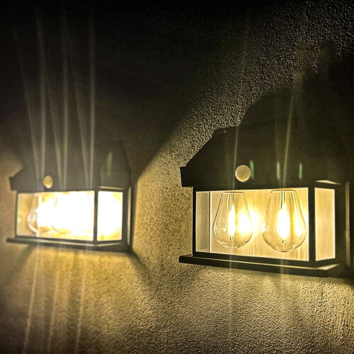 Dış Mekan Güneş Enerjili Işıklar,Su Geçirmez Yüksek Parlaklıklı Çift Led Ampul Hareket Sensörlü Duvar Lambası - 4
