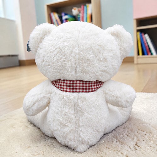 Ekose Fularlı Peluş Ayı Beyaz 28 cm - 3