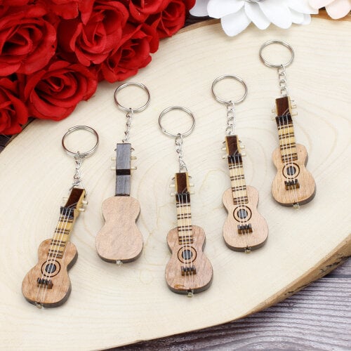 El Yapımı Ahşap Gitar Anahtarlık 12'Li Paket - 2