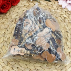 El Yapımı Ahşap Gitar Anahtarlık 12'Li Paket - 3