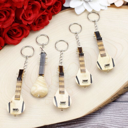 El Yapımı Ahşap Saz Anahtarlık 12'Li Paket - 2