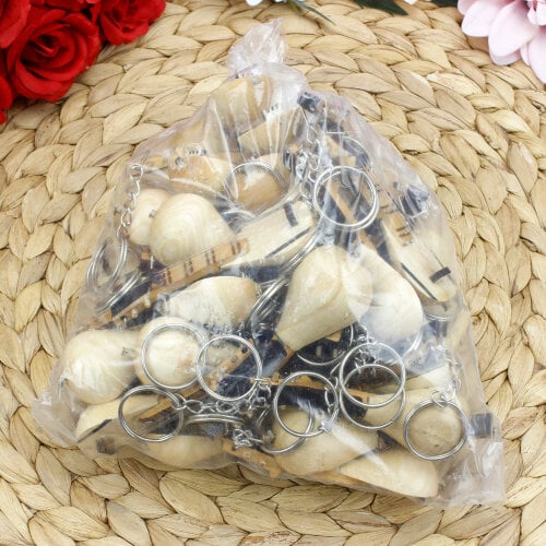 El Yapımı Ahşap Saz Anahtarlık 12'Li Paket - 3