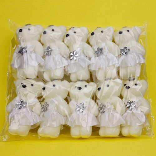 Beyaz Elbiseli Strafor Buket Ayıcık 12CM 10'lu paket - 2