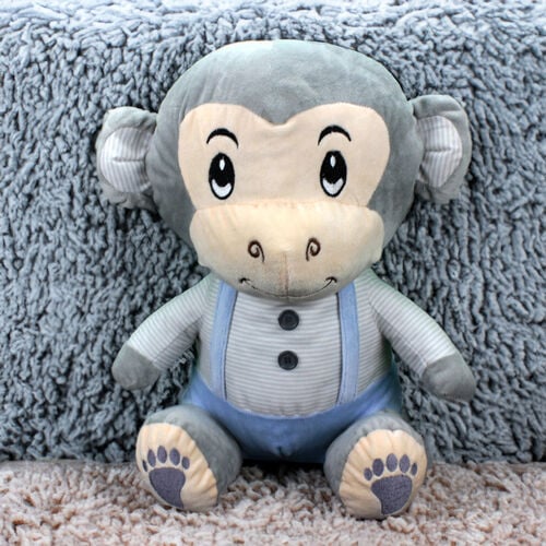 Elbiseli Maymun Peluş 45CM Gri - Platin Gift