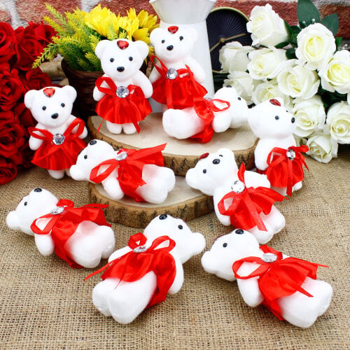Elbiseli Strafor Ayıcık 12CM Kırmızı 10'lu paket - Toptanalim