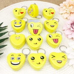 Emoji Kalp Teneke Kutu Anahtarlık 12'li Paket - 2
