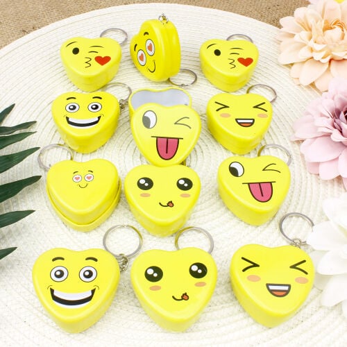 Emoji Kalp Teneke Kutu Anahtarlık 12'li Paket - 2