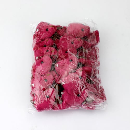 Fiyonklu Peluş Ayıcık Anahtarlık Bordo 12'li Paket - 3
