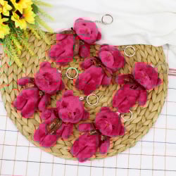 Fiyonklu Peluş Ayıcık Anahtarlık Bordo 12'li Paket - 2