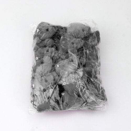 Fiyonklu Peluş Ayıcık Anahtarlık Gri 12'li Paket - 3