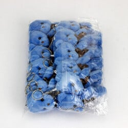 Fiyonklu Peluş Ayıcık Anahtarlık Koyu Mavi 12'li Paket - 3