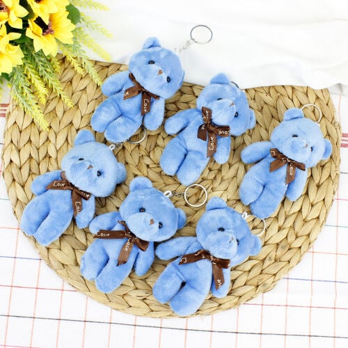 Fiyonklu Peluş Ayıcık Anahtarlık Koyu Mavi 12'li Paket - 2