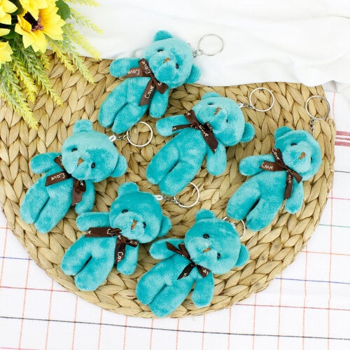 Fiyonklu Peluş Ayıcık Anahtarlık Yeşil 12'li Paket - 2