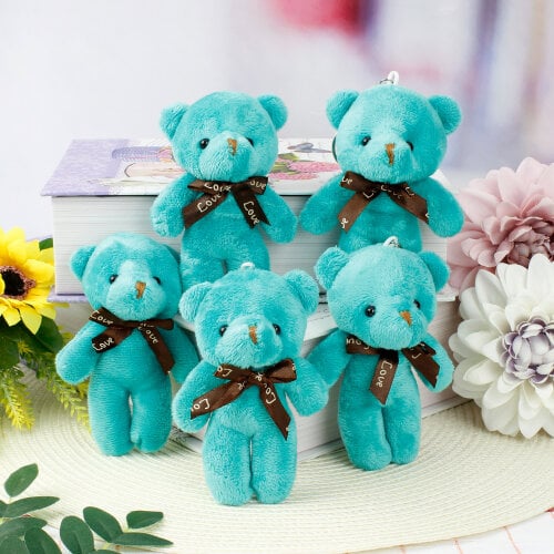 Fiyonklu Peluş Ayıcık Anahtarlık Yeşil 12'li Paket - 1