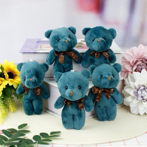 Fiyonklu Peluş Ayıcık Anahtarlık Zümrüt 12'li Paket - 1