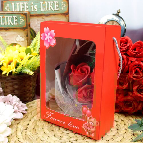 Forever Love 3'Lü Kırmızı Gül Buket Hediyelik Çanta - 2