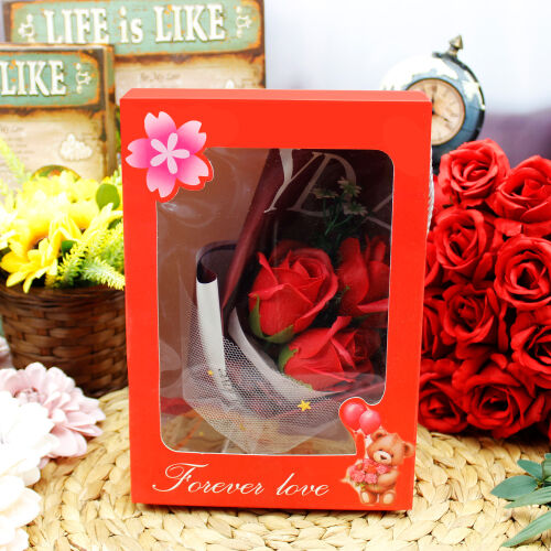 Forever Love 3'Lü Kırmızı Gül Buket Hediyelik Çanta - 1