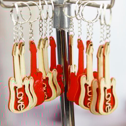 Gitar Ahşap Anahtarlık 12'li Paket - 1