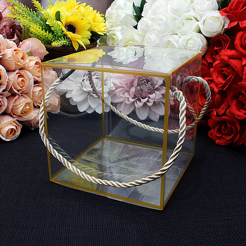 Gold Köşeli İpli Asetat Çanta 12X12X12 - Toptanalim