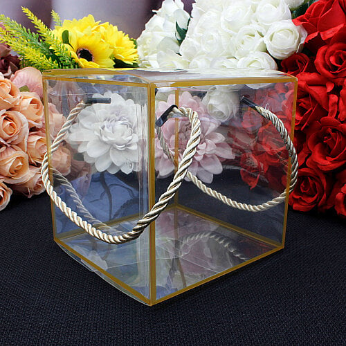 Gold Köşeli İpli Asetat Çanta 12X12X12 - Toptanalim (1)