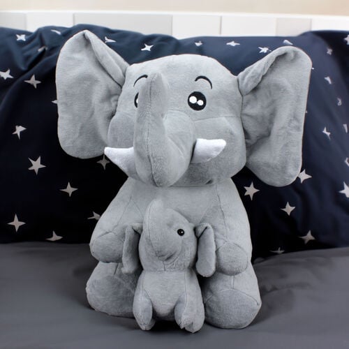Gri Yavrulu Fil Peluş 55CM - Platin Gift