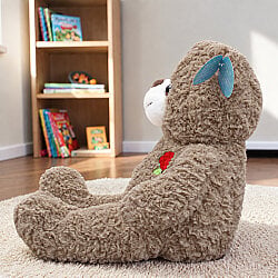 Gül Nakışlı Peluş Ayı Vizon 55 cm - 2