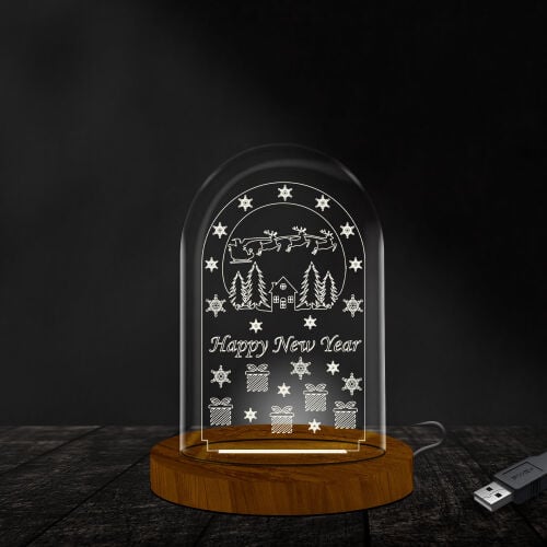 Asorti Dekoratif Ahşap Işıklı 3D Fanus - 1