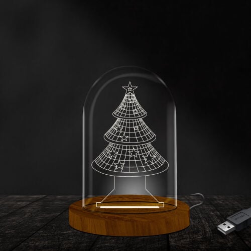 Asorti Dekoratif Ahşap Işıklı 3D Fanus - 3