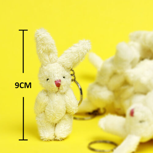 Hareketli Mini Peluş Tavşan Anahtarlık Pembe 12'li Paket - 1