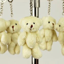Hareketli Peluş Ayıcık Anahtarlık Beyaz 12'li Paket - 1