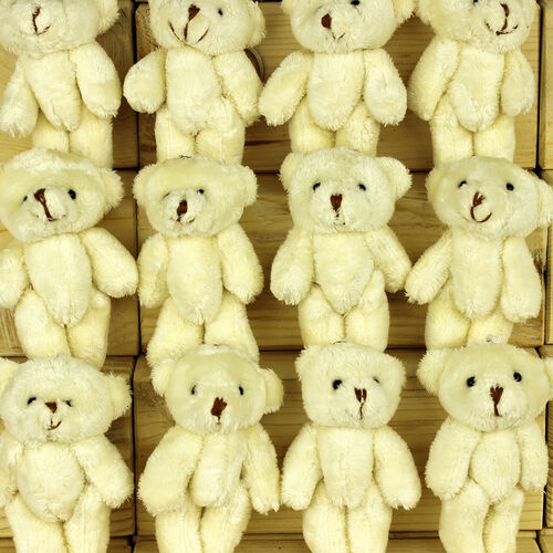 Hareketli Peluş Ayıcık Anahtarlık Beyaz 12'li Paket - 3