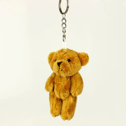 Hareketli Peluş Ayıcık Anahtarlık Kahverengi 12'li Paket - 2