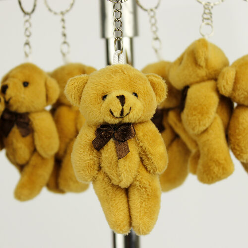 Hareketli Peluş Ayıcık Anahtarlık Koyu Kahverengi 12'li Paket - 1