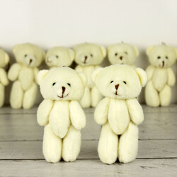 Büyük Boy Hareketli Peluş Ayıcık Anahtarlık Krem 12'li Paket - 1
