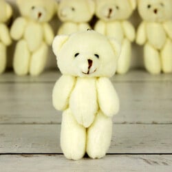 Büyük Boy Hareketli Peluş Ayıcık Anahtarlık Krem 12'li Paket - 2