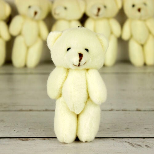 Büyük Boy Hareketli Peluş Ayıcık Anahtarlık Krem 12'li Paket - 2